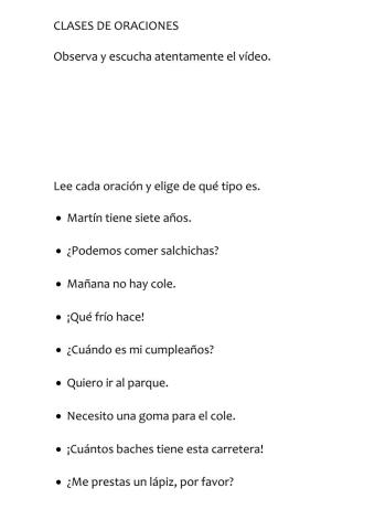 Tipos de oraciones