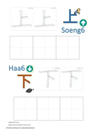 Writing 上下 for Cantonese learner