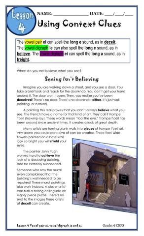 Spelling: Vowel Digraphs -ie-, -ei- and Vowel Pair -ei- paper 2