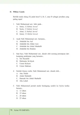 Latihan Bab Sejarah Nabi Muhammad di Mekah