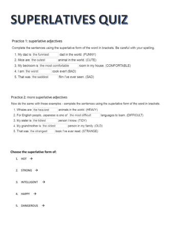 Superlatives Quiz
