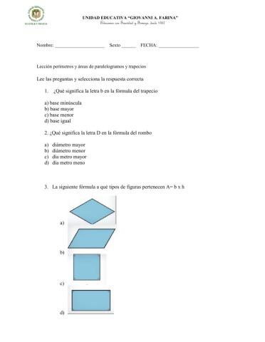 Lección áreas y perímetros de paralelogramos y trapecios