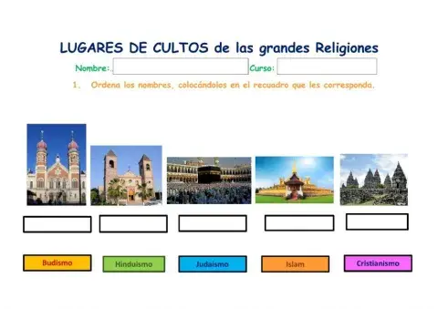 Lugares de Culto de las grandes religiones