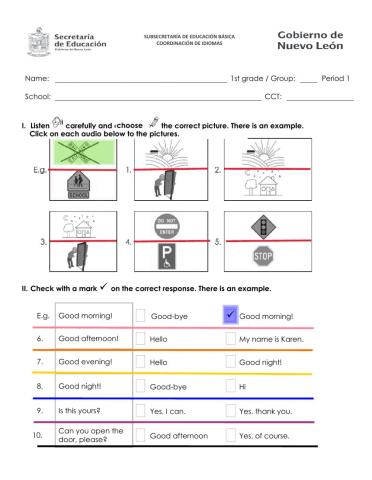1st grade Period 1 public