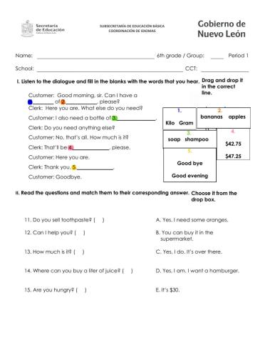 6th grade - Period 1 public