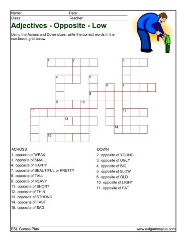 Opposites crossword