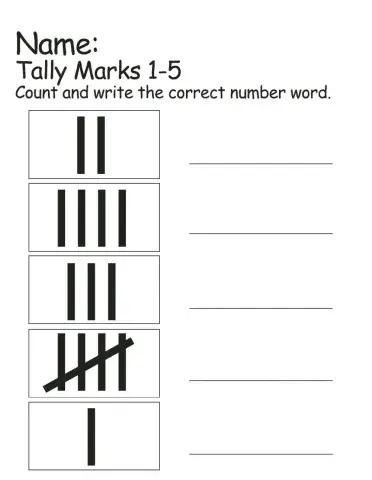 Tally Marks 1-5  (Number Words)