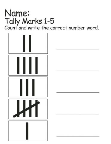 Tally Marks 1-5  (Number Words)