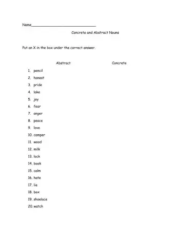 Abstract and Concrete Nouns