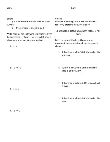 Symbolic Logic Statements Practice