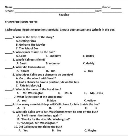 CAILLO: SCHOOL BUS( Epic Books)