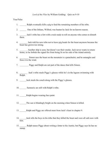 Lord of the Flies 9-10