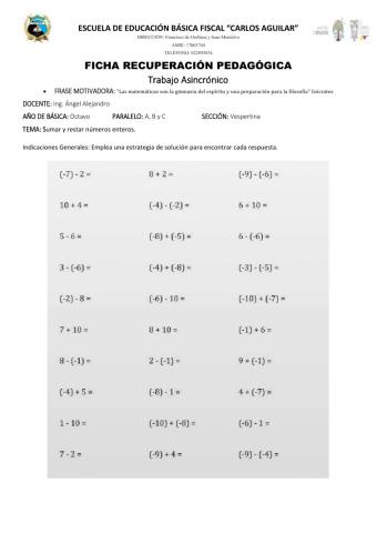 Suma y resta de numeros enteros