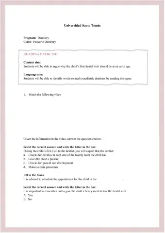 01-Reading: Dental visit