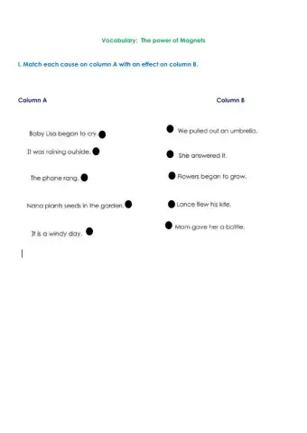 Cause and Effect  Review Worksheet