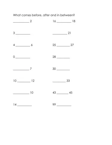 What comes Before, after and in between