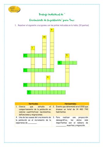 Trabajo individual de “Crecimiento de la población” para 7mo