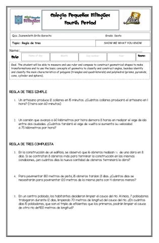 Show me what you know- Regla de tres-Sexto