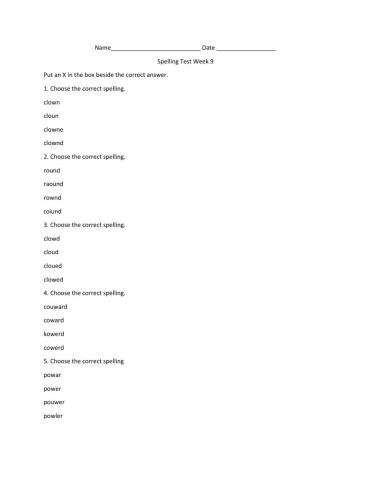 Week 9 Spelling Test-Kamishibai Man