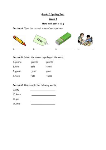Soft g& c Spelling Test