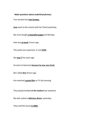 Past simple questions