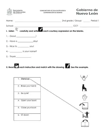 First Trimester Exam - 2nd Grade