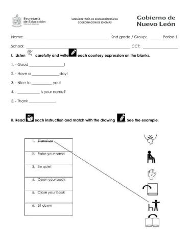First Trimester Exam - 2nd Grade