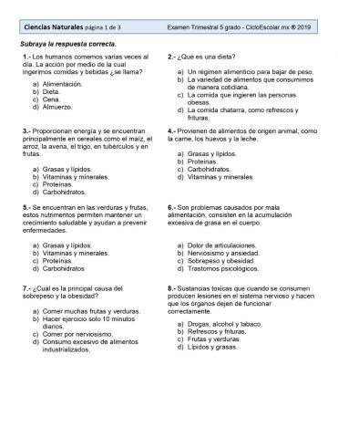 Examen C.N. 5° TRIM. 1