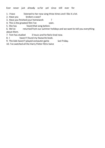 Present perfect time expressions