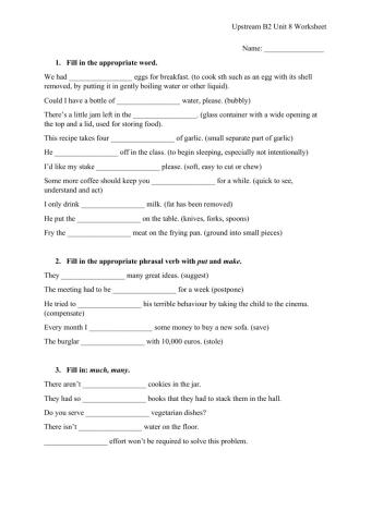 Upstream B2 Unit 8 revision