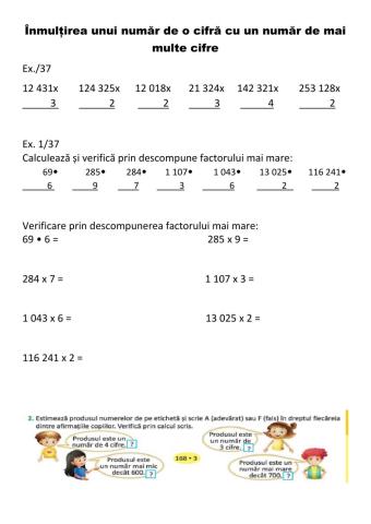 Exerciții de înmulțire