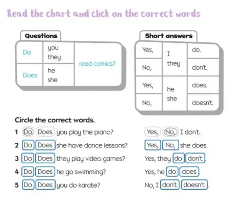 Present Simple - Questions and short answers
