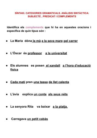 Anàlisis sintàctica- complements