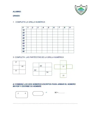 Grilla numérica .primer grado