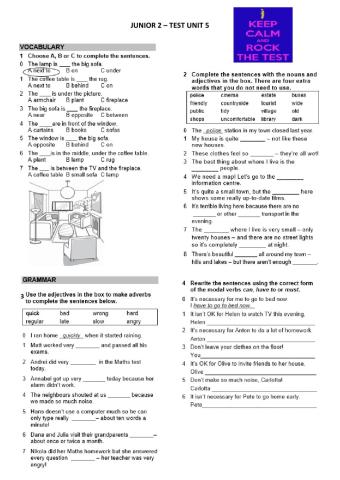 Test Junior 2 Unit 5