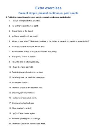 Tenses review - present simple, continuous and past simple