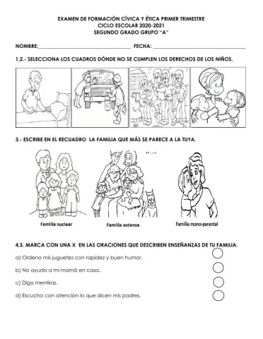 Formación Cívica y Ética evaluación primer trimestre