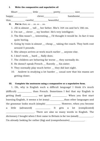 Comparatives and superlatives