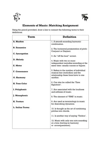 Elements of Music: Matching