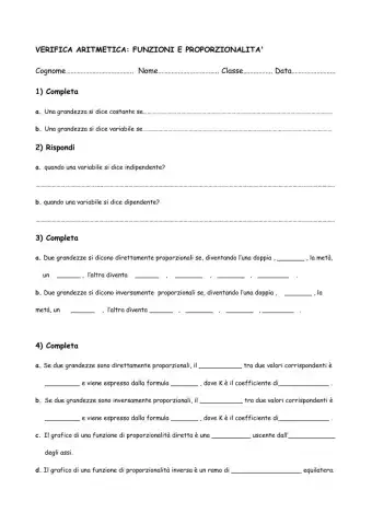 Funzioni e proporzionalita'