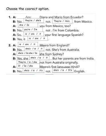 Nationalities verb be