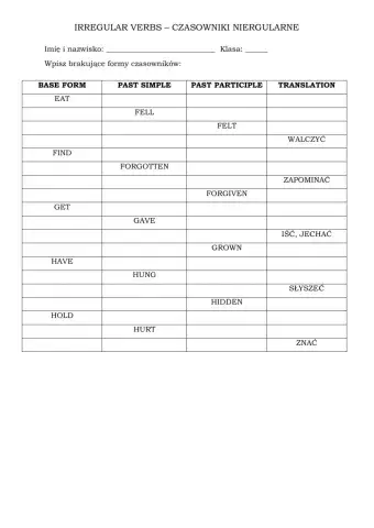 Irregular verbs part 2