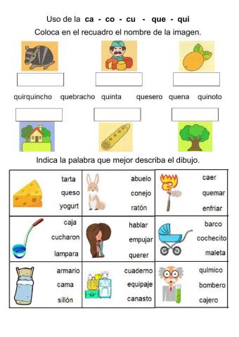 Uso de la ca- co -cu -que- qui