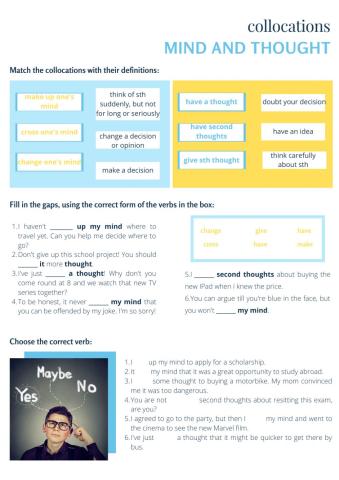 Collocations with Thought and Mind