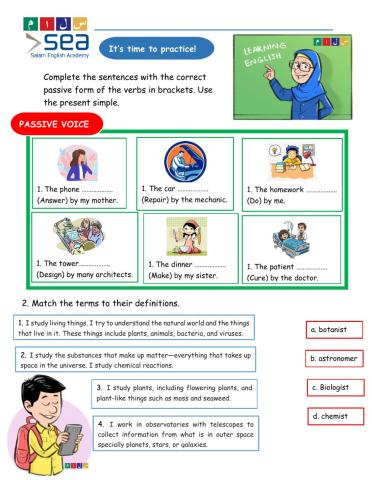 Present simple passive-types of science