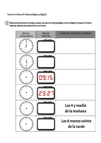 Reloj digital y analógico
