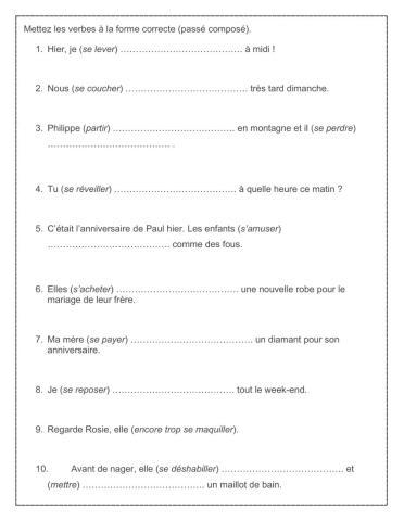 Verbes pronominaux au PC