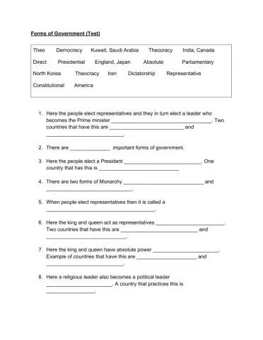 Forms of government (Test)
