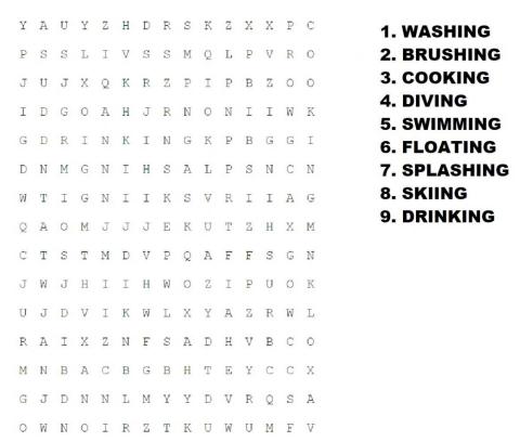 WATER wordsearch