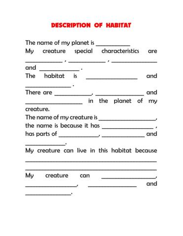 Description creature and planet